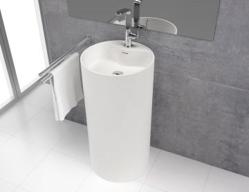 Wastafel vrijstaand Tube ø45x90cm Solid Surface mat wit