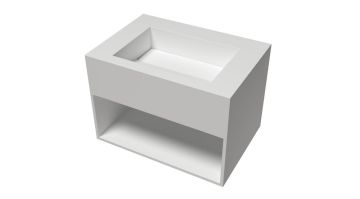 Solid Surface wastafel Ariel Middle met handdoekvak 50x35x35cm (lxdxh) mat wit