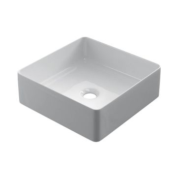 Keramische vierkante opbouw waskom Cuadro 36x36cm wit