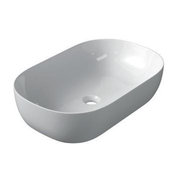 Keramische rechthoekige opbouw waskom Oval 60x40cm wit