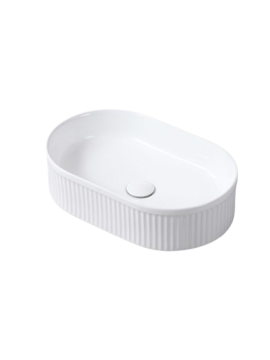 Keramische ovale opbouw waskom Corinto 49,5x31cm wit