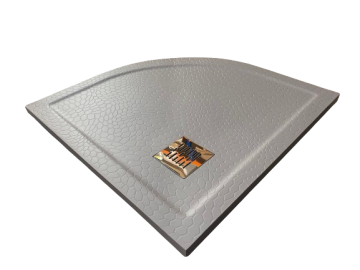 DOUCHEBAK COMPOSIET KWARTROND MET RAND STONE ECO 85X85CM HONINGGRAAT BETONGRIJS RAL7004