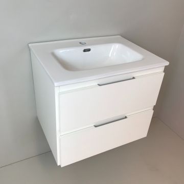 Badmeubel Blanco 60cm, wit met keramische wastafel