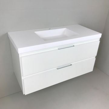 Badmeubel Blanco 100cm, wit gelakt met 5cm composiet wastafel