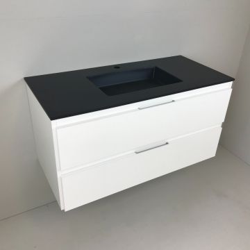 Badmeubel Blanco 100cm wit met composiet wastafel antraciet