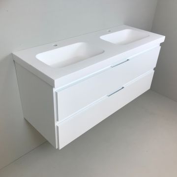 Dubbel badmeubel Blanco 120cm, wit met 5cm dik composiet wastafel
