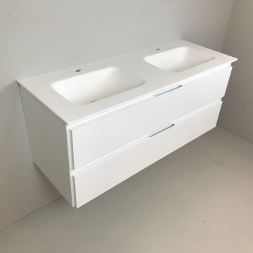 Dubbel badmeubel Blanco 120cm, wit met Solid Surface wastafel