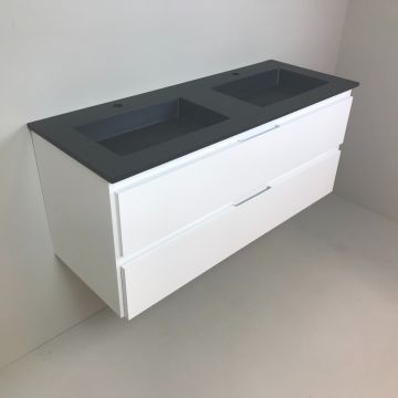 Dubbel badmeubel Blanco 120cm wit met composiet wastafel antraciet