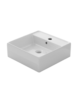 Keramische rechthoekige opbouw waskom Square 41,5x41,5cm wit met kraangat