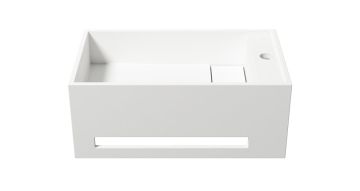 Solid Surface wastafel Luna met handoekhouder 50x30x20cm (lxdxh)