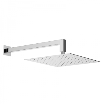 Hoofddouche 20x20cm gepolijst RVS inclusief muurarm