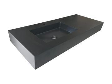 Vrijhangende composiet wastafel Solid Stone, 110x45cm zwart