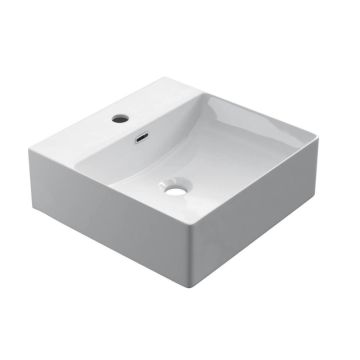 Keramische rechthoekige opbouw waskom Square 40x40cm wit