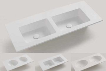 Solid Surface dubbele wastafel op maat - Celine - tot 51cm diep