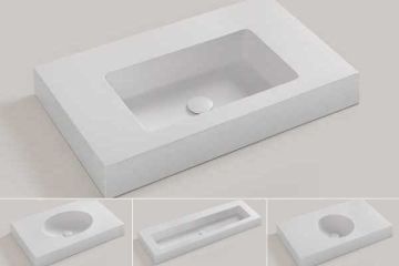 Vrijhangende composiet wastafel op maat Celine - tot 51cm diep