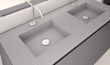 Composiet wastafel op maat Solid met enkele waskom tot 46cm diep