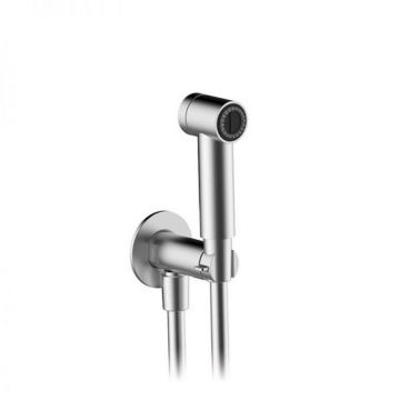 bidet doucheset inclusief houder met waterinlaat en doucheslang kunststof 120cm zilver glad