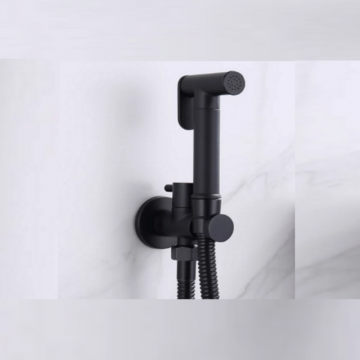 Bidetdouche of toiletdouche met stopkraan en slang 150 cm mat zwart
