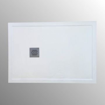 Composiet douchebak met rand Stone Eco 90x170 wit structuur granito
