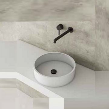 Solid Surface ronde opbouw waskom Sevilla ø38cm mat wit