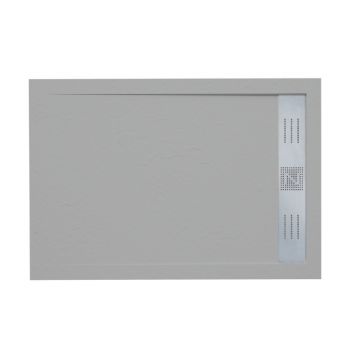 Composiet douchebak met RVS afvoergoot Evolution Eco 100x110 cm leisteen licht grijs RAL 7035