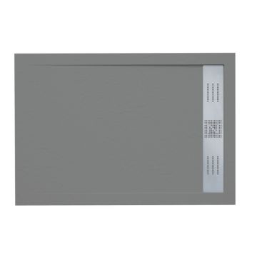 Composiet douchebak met RVS afvoergoot Evolution Eco 90x100 cm leisteen cement grijs RAL 7037