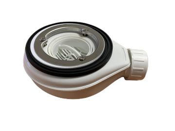 Douchebak sifon solid wit met horizontale uitlaat, inbouwhoogte 60mm