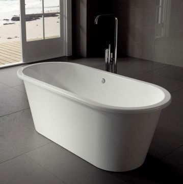 Vrijstaand Solid Surface bad Iona 156x69cm wit glans