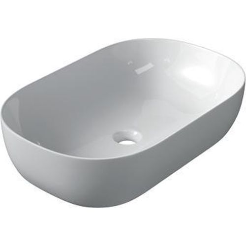 Keramische rechthoekige opbouw waskom Oval 60x40cm wit