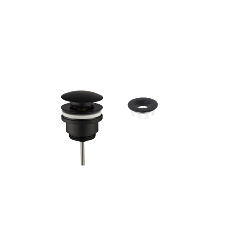 Luxe click waste afvoerplug 1¼" mat zwart inclusief wastafel overloop rozet zwart