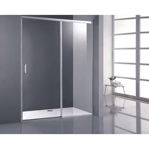 Schuifdeur 65cm met vast deel 55cm Cosmo - 6 mm - Helder Glas Chroom