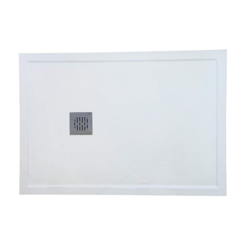 Composiet douchebak met rand Stone Eco 94,5x126cm Egaal Wit Ral9003