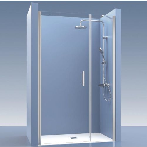 Draaideur 45cm met vast deel 39,5cm Padel - 6mm - Helder Glas Chroom 