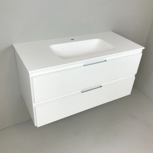 Badmeubel Blanco 100cm wit met Solid Surface wastafel