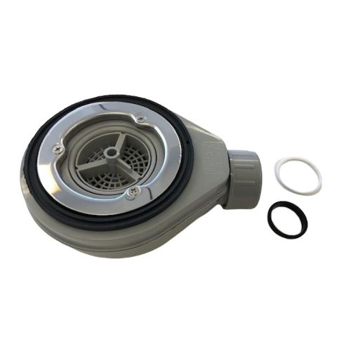 Duschwannensiphon Solid grau mit horizontalem Abgang, Einbauhöhe 60mm