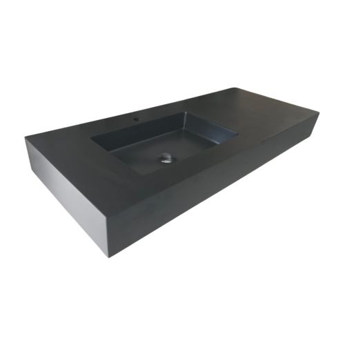 Vrijhangende composiet wastafel Solid Stone, 110x45cm zwart