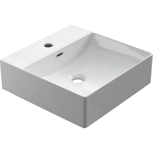 Keramische rechthoekige opbouw waskom Square 40x40cm wit