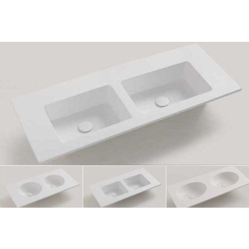 Solid Surface dubbele wastafel op maat - Celine - tot 51cm diep