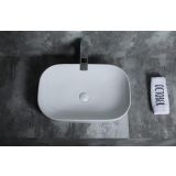 Keramische rechthoekige opbouw waskom Oval 60x40cm wit