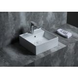 Keramische rechthoekige opbouw waskom Square 41,5x41,5cm wit met kraangat