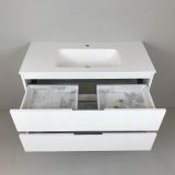 Badmeubel Blanco 100cm wit met Solid Surface wastafel