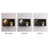 Set van 2 LED wandlampen met planchet, draaibare verlichting en usb aansluiting zwart 