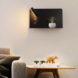 Set van 2 LED wandlampen met planchet, draaibare verlichting en usb aansluiting zwart 