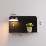 Set van 2 LED wandlampen met planchet, draaibare verlichting en usb aansluiting zwart 
