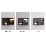 Set van 2 LED wandlampen met planchet, draaibare verlichting en usb aansluiting zwart 