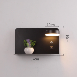 Set van 2 LED wandlampen met planchet, draaibare verlichting en usb aansluiting zwart 