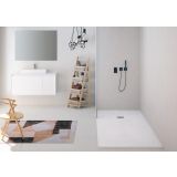 Composiet douchebak Slim Eco 100x130 cm leisteen wit