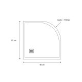 DOUCHEBAK COMPOSIET KWARTROND MET RAND STONE ECO 85X85CM HONINGGRAAT BETONGRIJS RAL7004