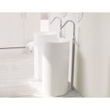 Vrijstaand Solid Surface Wastafel Tube ø45x90cm mat wit - zonder kraangat