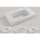 Vrijhangende Solid Surface wastafel op maat Celine - tot 51cm diep